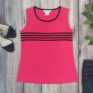 Exclusively Misook Striped Red Tank Top